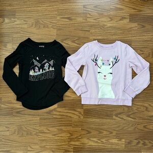 Bundle 2x Jumping Beans Girls 8 Long Sleeve Active Shirt Fleece Sweatshirt EUC!